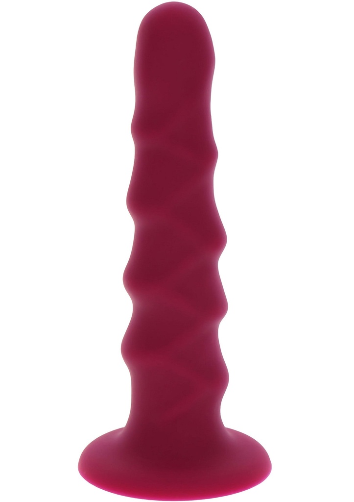 [10145-RED] Harness Dong Ribbed Silicone 16 cm