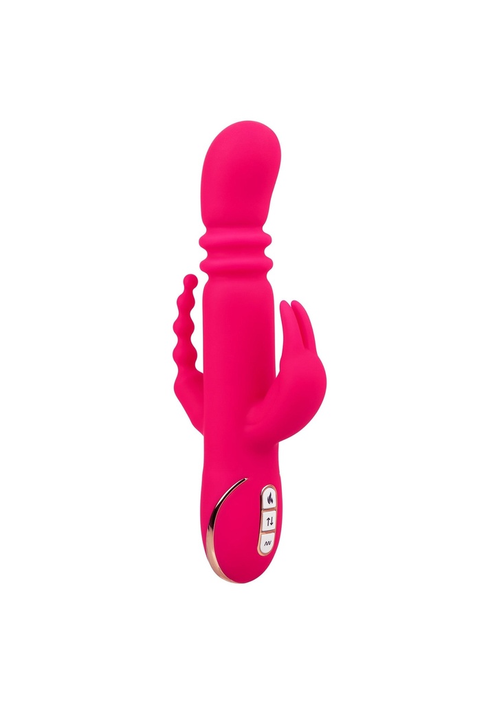 [12432-PINK] Heated Silicone Triple Rabbit