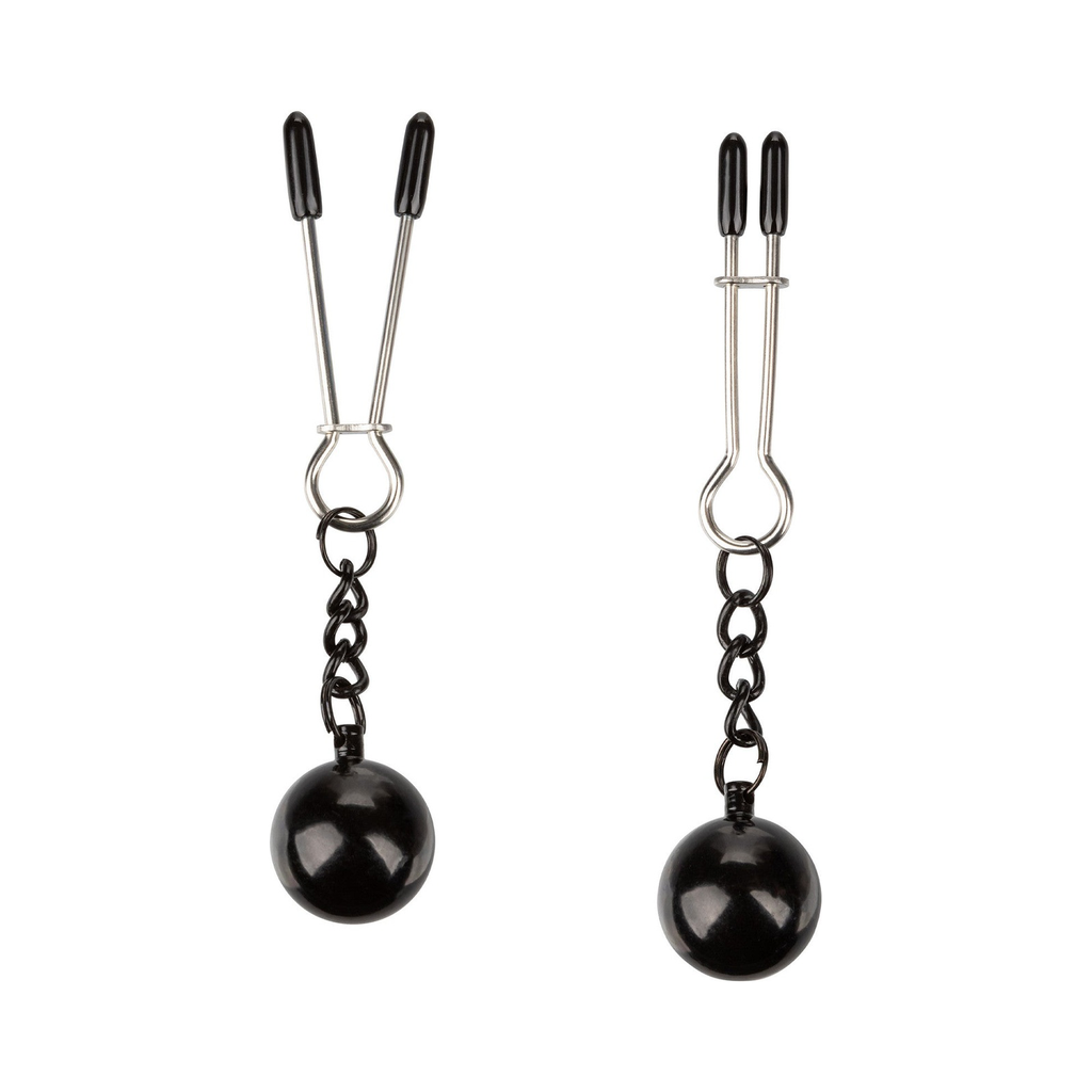 [12917-BLACK] CalExotics Weighted Tweezer Nipple Clamps
