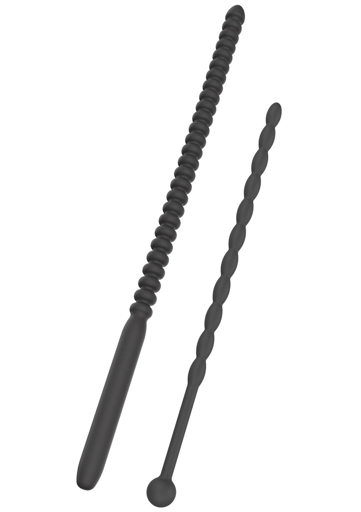 [16814-BLACK] Ribbed Penis Dilator Set 2 pcs