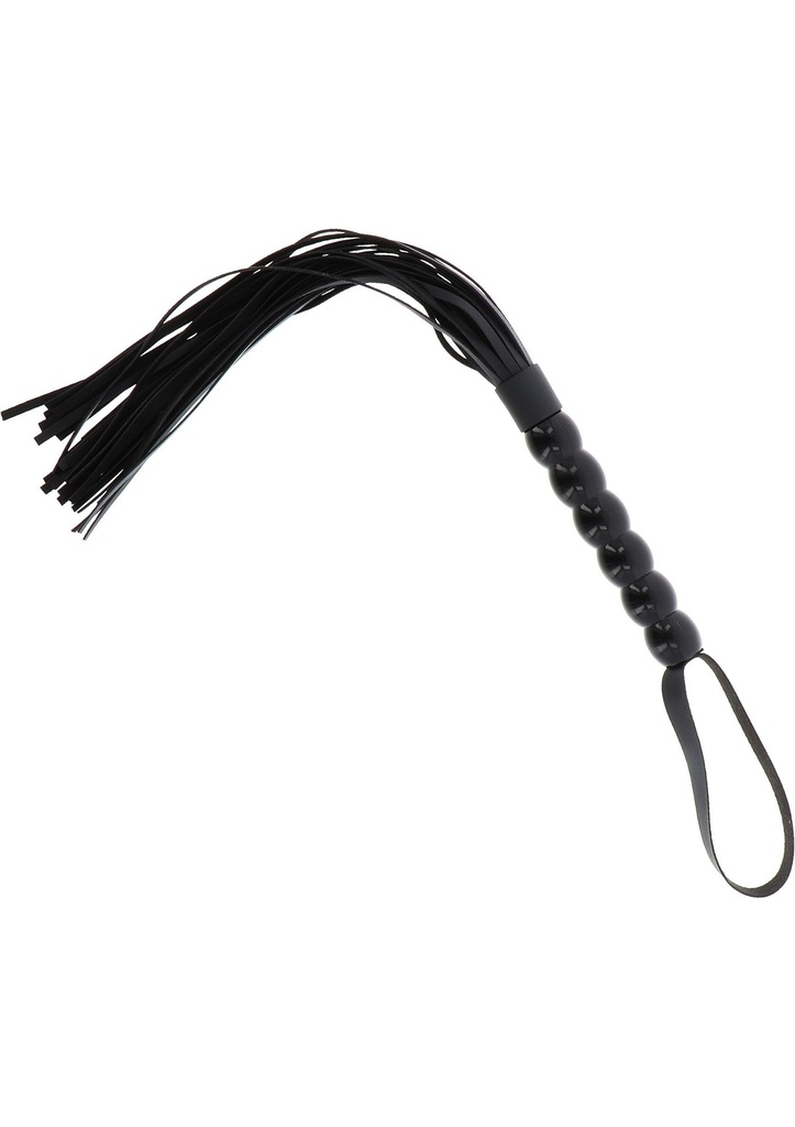 [16898-BLACK] Long Beaded Flogger Whip