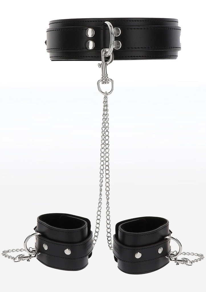[17104-BLACK] Heavy Collar and Wrist Cuffs