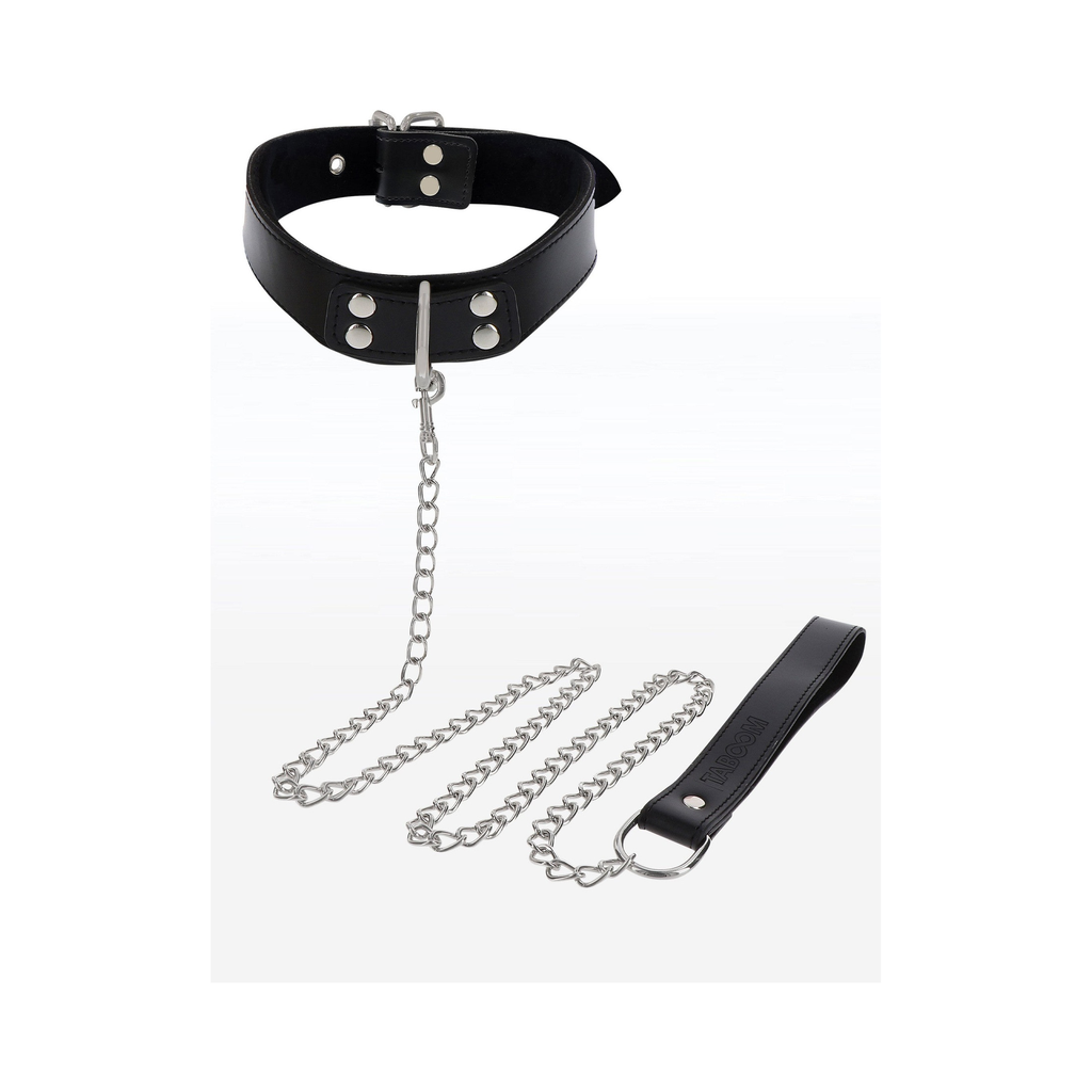 [17106-BLACK] Taboom Elegant Collar and Chain Leash