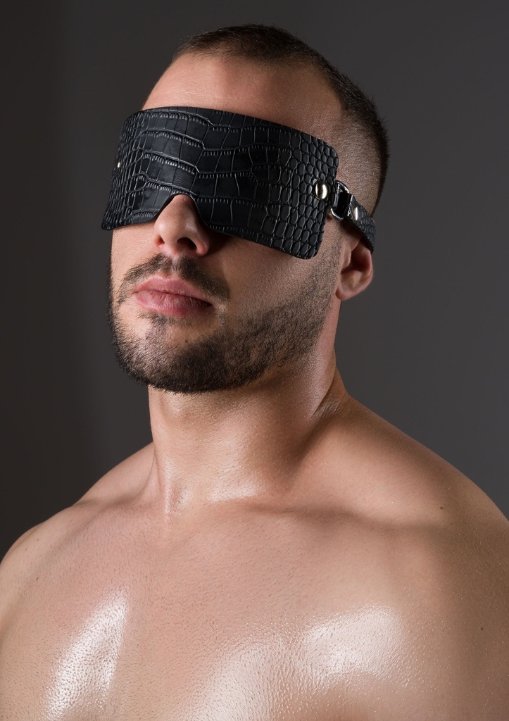 [24034-BLACK] Croc-Embossed Blindfold