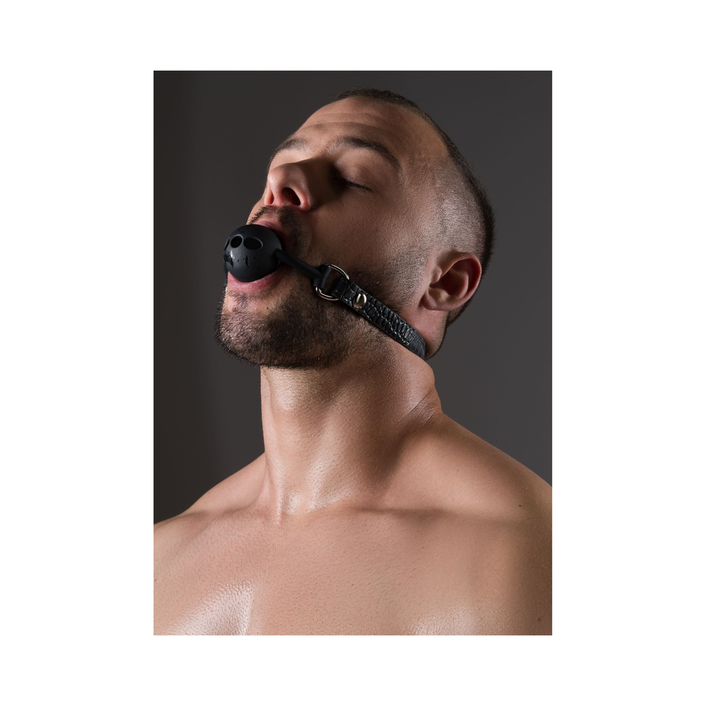 [24035-BLACK] Avanza Croc-Embossed Ball Gag