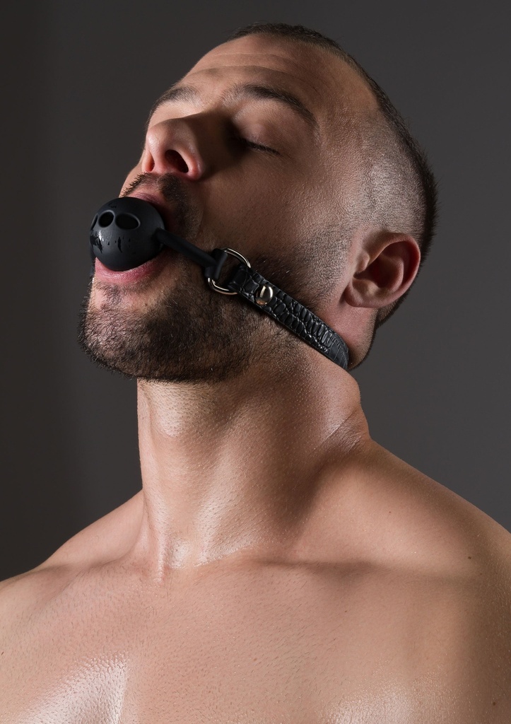 [24035-BLACK] Croc-Embossed Ball Gag