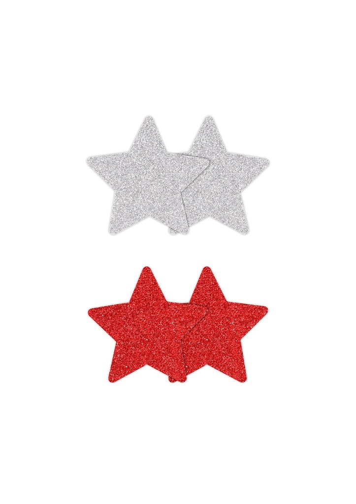 [19167-RED] Pasties Glitter Stars 2 Pair