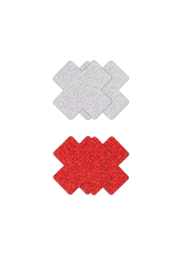 [19169-RED] Pasties Glitter Cross 2 Pair