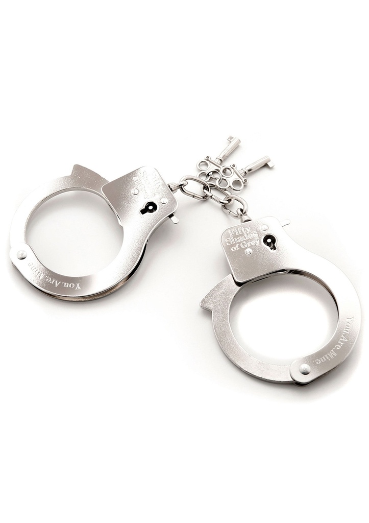 [29037-SILVER] You Are Mine Metal Handcuffs