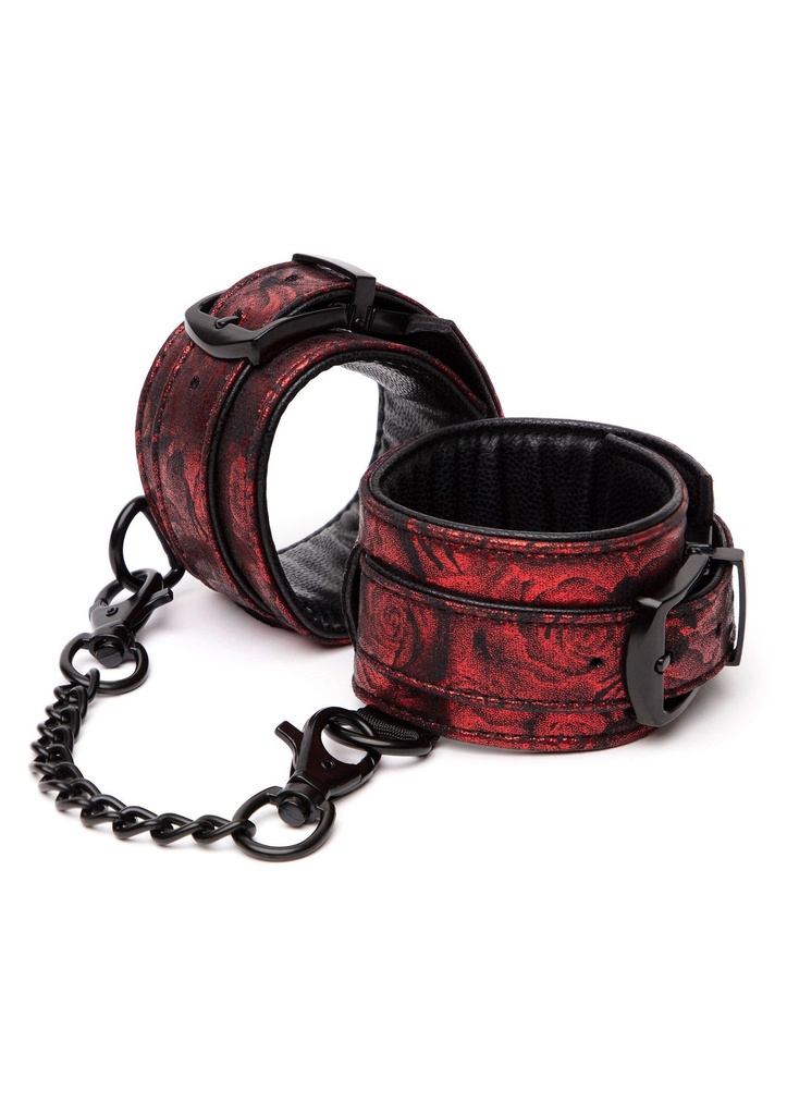 [29052-RED] Reverse PU Leather Wrist Cuffs