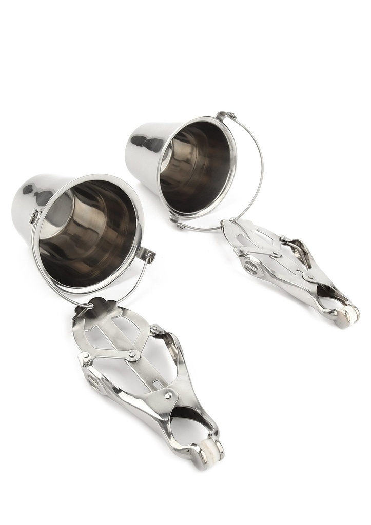 [38420-SILVER] Nipple Clamps with Buckets